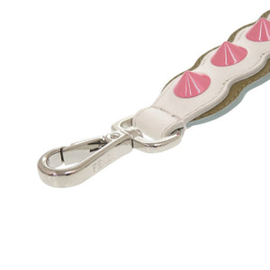 美品 フェンディ ストラップユー ミニ レザー ピンク ホワイト ショルダーストラップ 0079【中古】FENDI