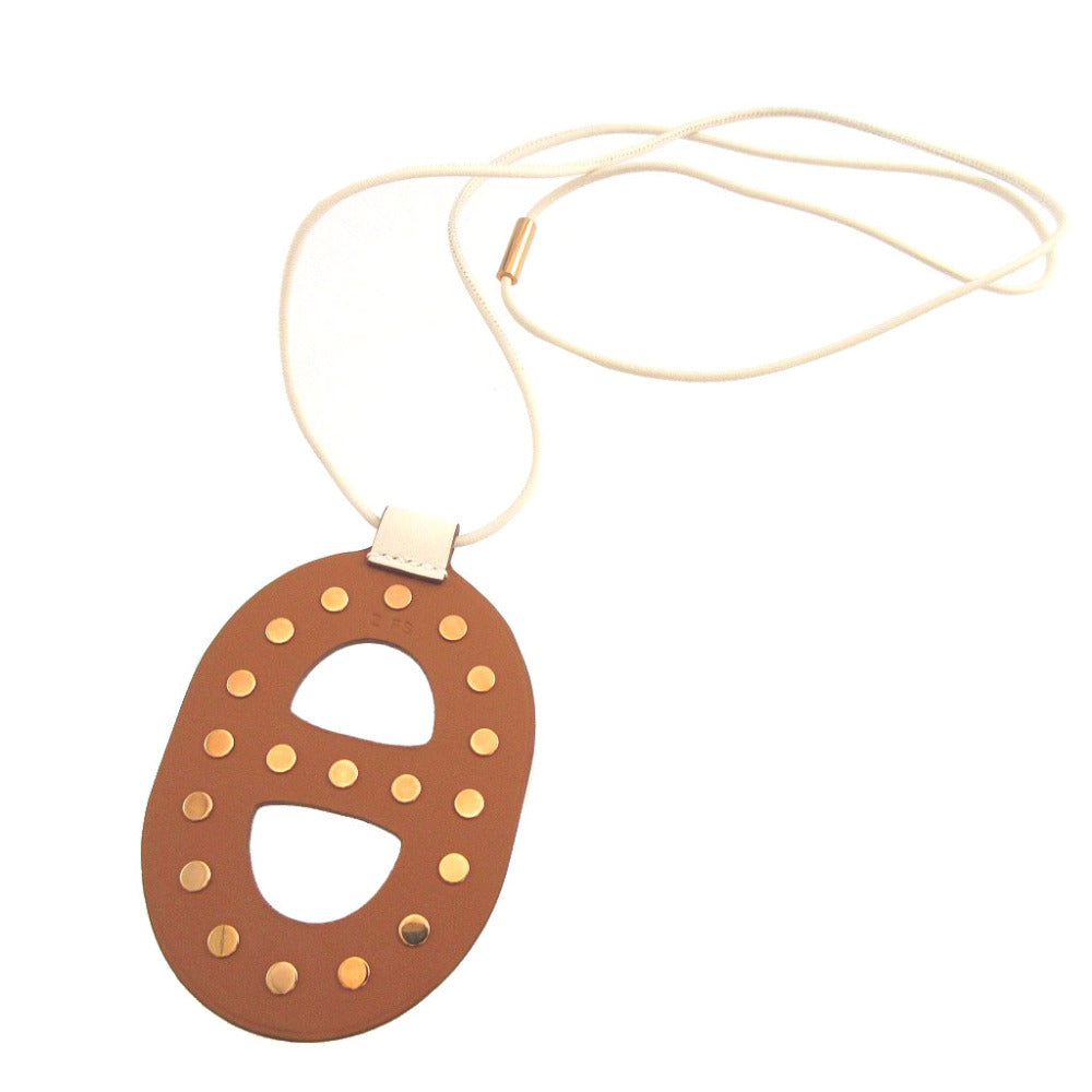 新品同様 エルメス シェーヌダンクルGM スイフト Z刻印(2021年製) アイボリー ブラウン 茶 ネックレス 0083【中古】HERMES