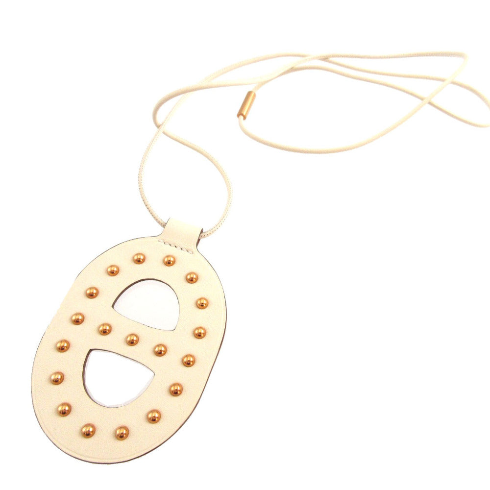 新品同様 エルメス シェーヌダンクルGM スイフト Z刻印(2021年製) アイボリー ブラウン 茶 ネックレス 0083【中古】HERMES