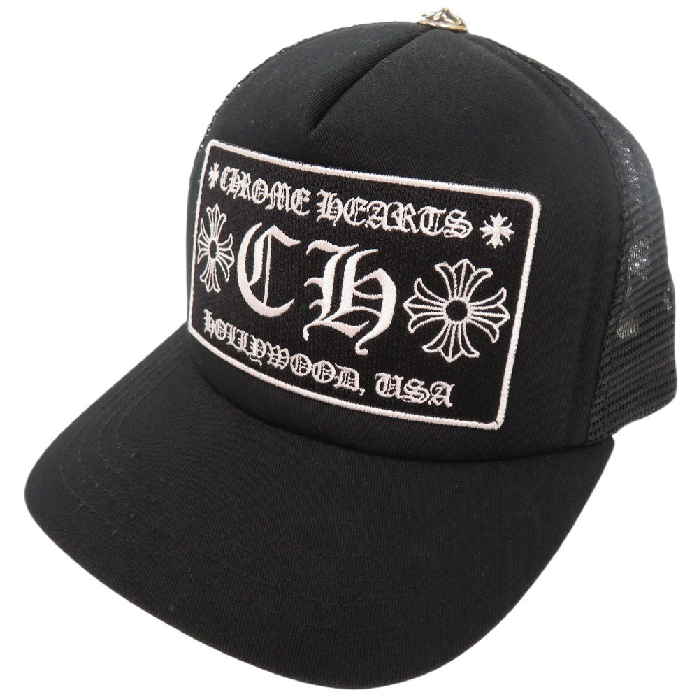 美品 クロムハーツ トラッカーキャップ CHパッチクロスボール付メッシュキャップ コットン ブラック 帽子 キャップ 0093【中古】CHROME HEARTS メンズ