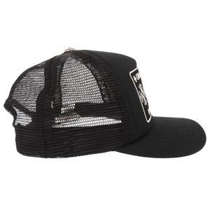 美品 クロムハーツ トラッカーキャップ CHパッチクロスボール付メッシュキャップ コットン ブラック 帽子 キャップ 0093【中古】CHROME HEARTS メンズ