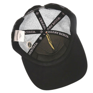 美品 クロムハーツ トラッカーキャップ CHパッチクロスボール付メッシュキャップ コットン ブラック 帽子 キャップ 0093【中古】CHROME HEARTS メンズ