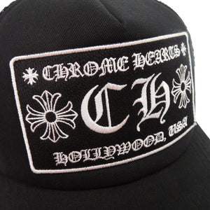 美品 クロムハーツ トラッカーキャップ CHパッチクロスボール付メッシュキャップ コットン ブラック 帽子 キャップ 0093【中古】CHROME HEARTS メンズ