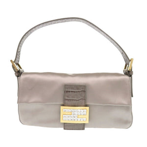 新品同様 フェンディ マンマバケット 8BR600 TG2 サテン/レザー グレージュ ハンドバッグ ベージュ 0114【中古】FENDI