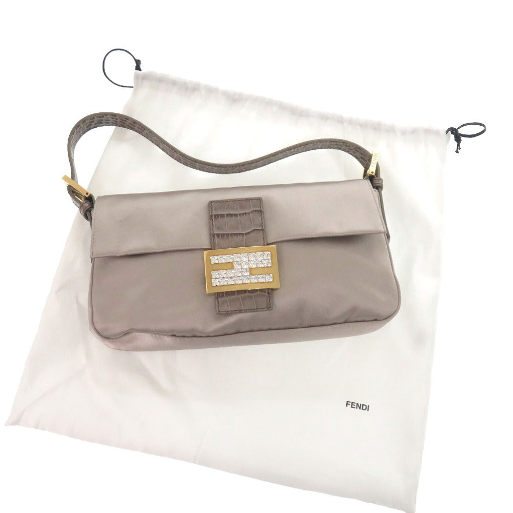 新品同様 フェンディ マンマバケット 8BR600 TG2 サテン/レザー グレージュ ハンドバッグ ベージュ 0114【中古】FENDI