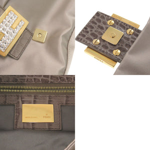 新品同様 フェンディ マンマバケット 8BR600 TG2 サテン/レザー グレージュ ハンドバッグ ベージュ 0114【中古】FENDI