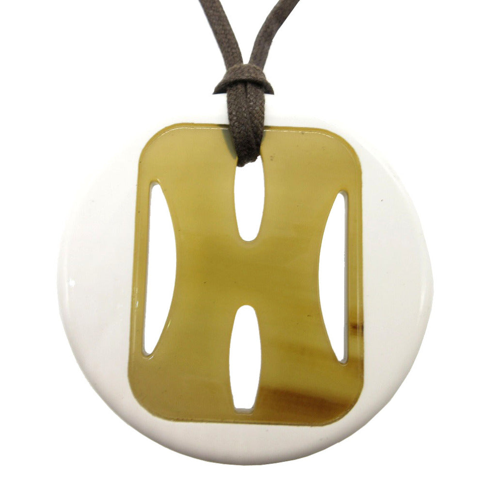 エルメス バッファローホーン ネックレス ホワイト/ブラウン 0219【中古】HERMES