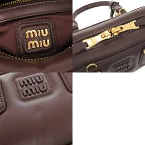 新品同様 ミュウミュウ アルカディ 5BB142 レザー ブラウン 2WAY ハンドバッグ ショルダーバッグ 0142【中古】MIUMIU