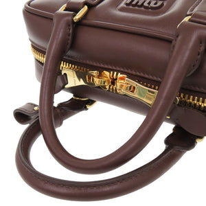 新品同様 ミュウミュウ アルカディ 5BB142 レザー ブラウン 2WAY ハンドバッグ ショルダーバッグ 0142【中古】MIUMIU