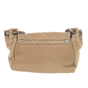 美品 シャネル ワイルドステッチ ココマーク チェーン ショルダーバッグ ラムスキン ベージュ 0157【中古】CHANEL