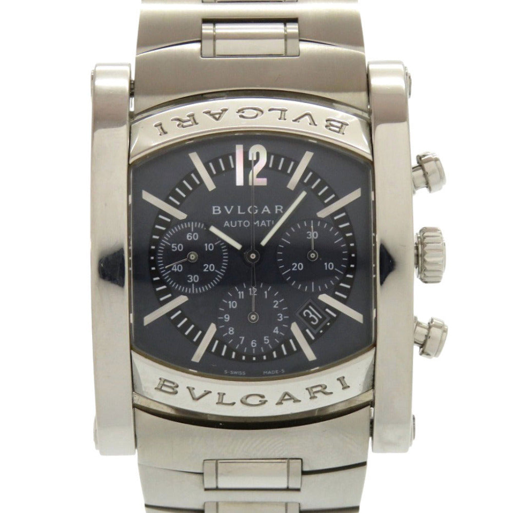 美品 ブルガリ アショーマ クロノ AA44SCH SS グレー 自動巻き 腕時計 シルバー 0172【中古】BVLGARI