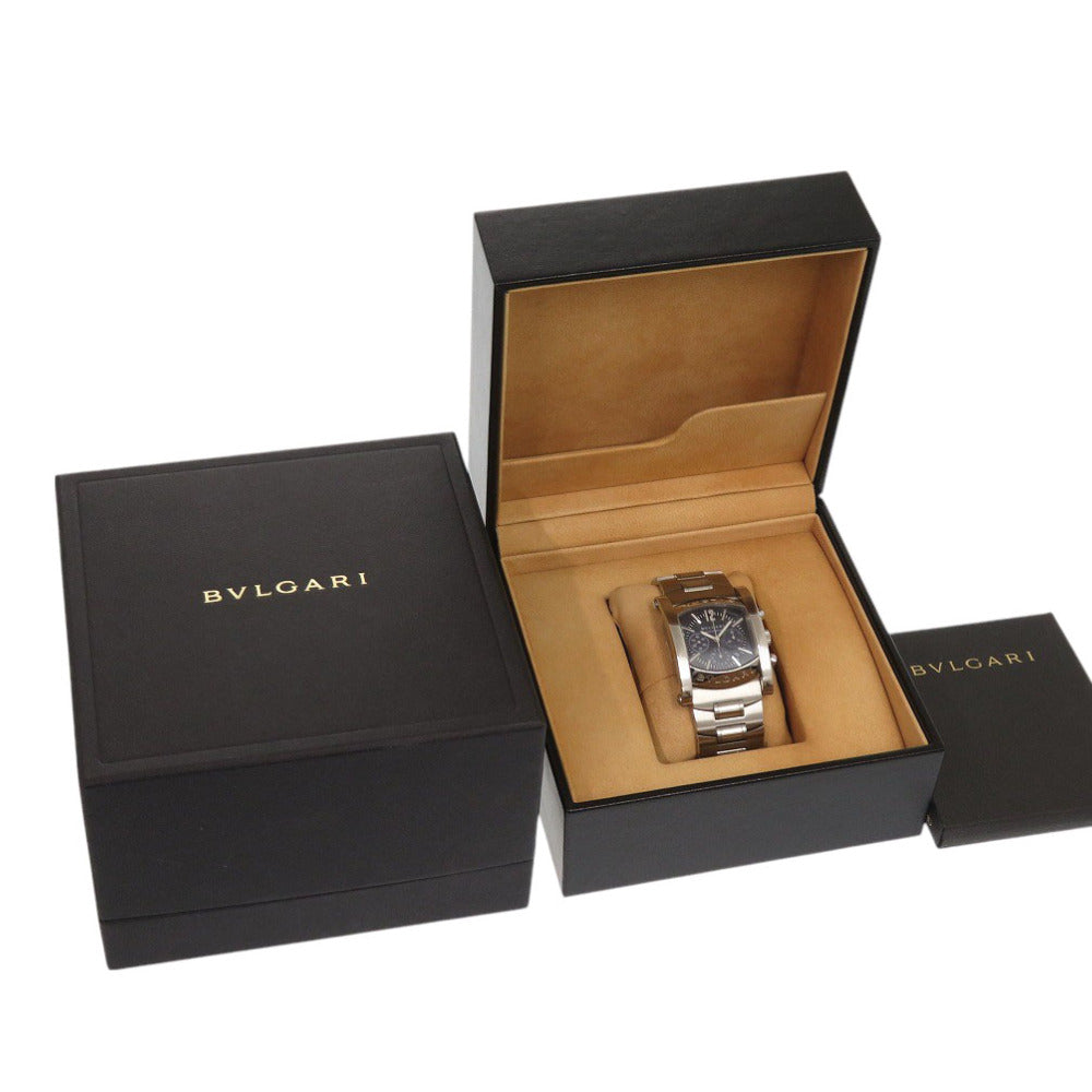 美品 ブルガリ アショーマ クロノ AA44SCH SS グレー 自動巻き 腕時計 シルバー 0172【中古】BVLGARI