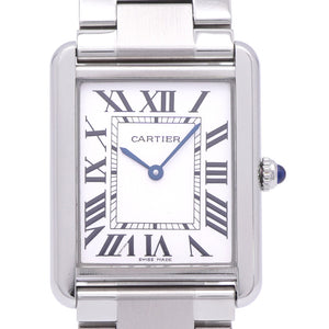 美品 カルティエ タンクソロ LM W5200014 クオーツ 腕時計 SS シルバー文字盤 0174【中古】CARTIER メンズ