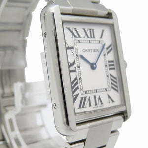 美品 カルティエ タンクソロ LM W5200014 クオーツ 腕時計 SS シルバー文字盤 0174【中古】CARTIER メンズ