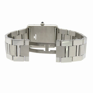 美品 カルティエ タンクソロ LM W5200014 クオーツ 腕時計 SS シルバー文字盤 0174【中古】CARTIER メンズ