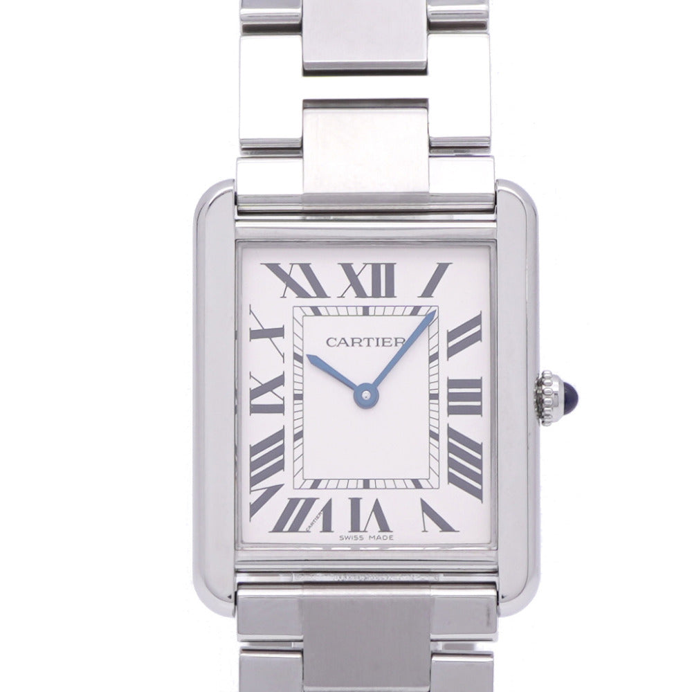 美品 カルティエ タンクソロ LM W5200014 クオーツ 腕時計 SS シルバー 0176【中古】CARTIER メンズ