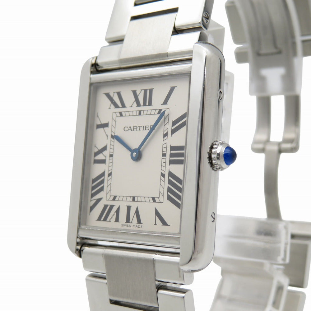 美品 カルティエ タンクソロ LM W5200014 クオーツ 腕時計 SS シルバー 0176【中古】CARTIER メンズ