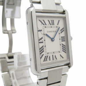美品 カルティエ タンクソロ LM W5200014 クオーツ 腕時計 SS シルバー 0176【中古】CARTIER メンズ