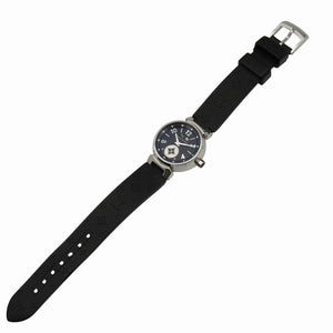 ルイヴィトン タンブール ラブリーカップ 12Pダイヤ Q12M1 クオーツ 腕時計 SS/ラバー ブラック 黒文字盤 LV 0177【中古】LOUIS VUITTON レディース