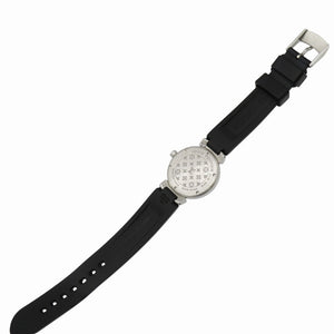 ルイヴィトン タンブール ラブリーカップ 12Pダイヤ Q12M1 クオーツ 腕時計 SS/ラバー ブラック 黒文字盤 LV 0177【中古】LOUIS VUITTON レディース