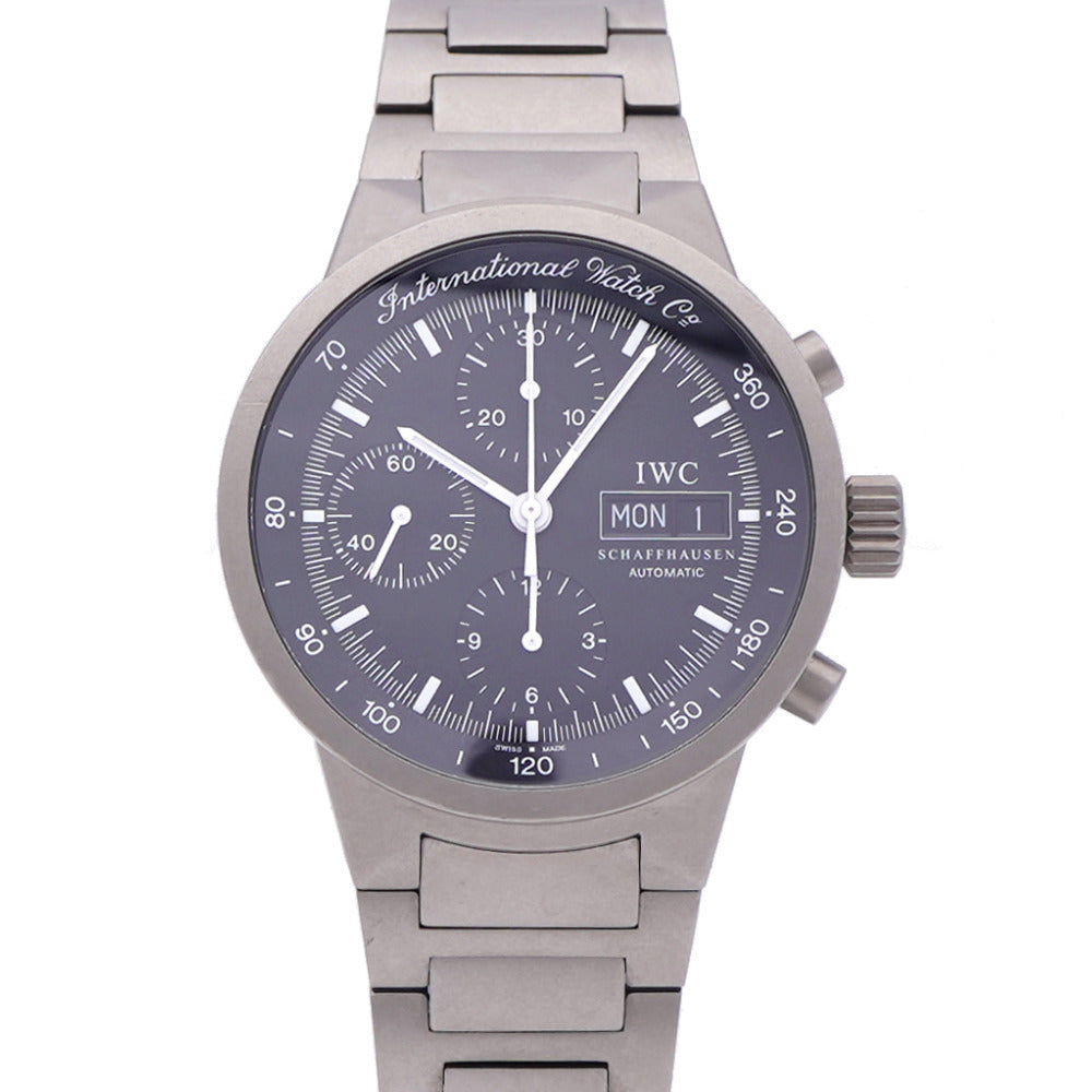 美品 IWC GST クロノグラフ IW370703 自動巻き 腕時計 チタン ブラック 黒文字盤 0178【中古】IWC インターナショナルウォッチカンパニー メンズ