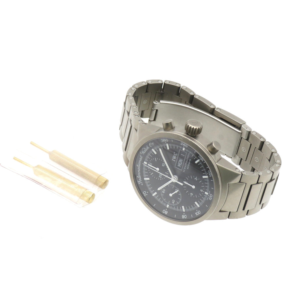 美品 IWC GST クロノグラフ IW370703 自動巻き 腕時計 チタン ブラック 黒文字盤 0178【中古】IWC インターナショナルウォッチカンパニー メンズ