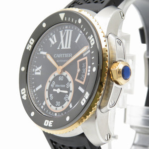 新品同様 カルティエ カリブル ドゥ カルティエ ダイバー W2CA0004 自動巻き 腕時計 K18PG/SS/ラバー ブラック 0180【中古】CARTIER メンズ