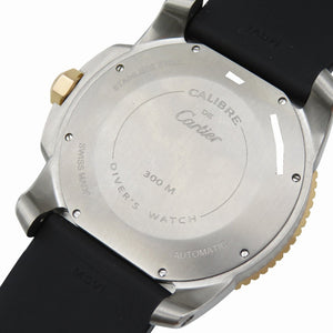 新品同様 カルティエ カリブル ドゥ カルティエ ダイバー W2CA0004 自動巻き 腕時計 K18PG/SS/ラバー ブラック 0180【中古】CARTIER メンズ