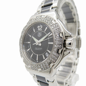 美品 タグホイヤー フォーミュラ1 ダイヤベゼル WAH1214.BA0859 クオーツ 腕時計 SS/セラミック/ダイヤモンド ブラック 黒文字盤 0182【中古】TAG HEUER レディース