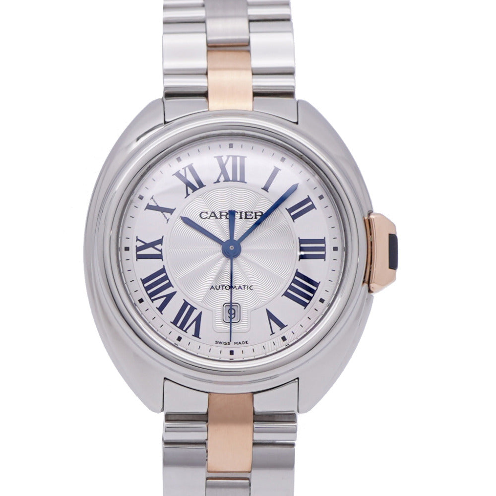 新品同様 カルティエ クレ ドゥ W2CL0004 自動巻き 腕時計 SS/K18PG ピンクゴールド シルバー文字盤 0185【中古】CARTIER レディース