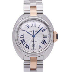 新品同様 カルティエ クレ ドゥ W2CL0004 自動巻き 腕時計 SS/K18PG ピンクゴールド シルバー文字盤 0185【中古】CARTIER レディース