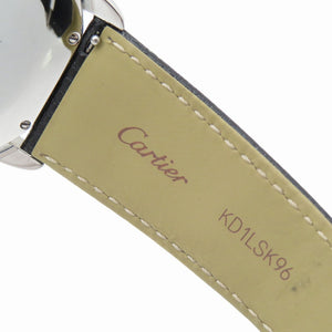 カルティエ ロンドソロ XL W6701010 自動巻き 腕時計 SS/レザー シルバー文字盤 0186【中古】CARTIER メンズ