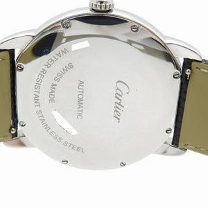 カルティエ ロンドソロ XL W6701010 自動巻き 腕時計 SS/レザー シルバー文字盤 0186【中古】CARTIER メンズ