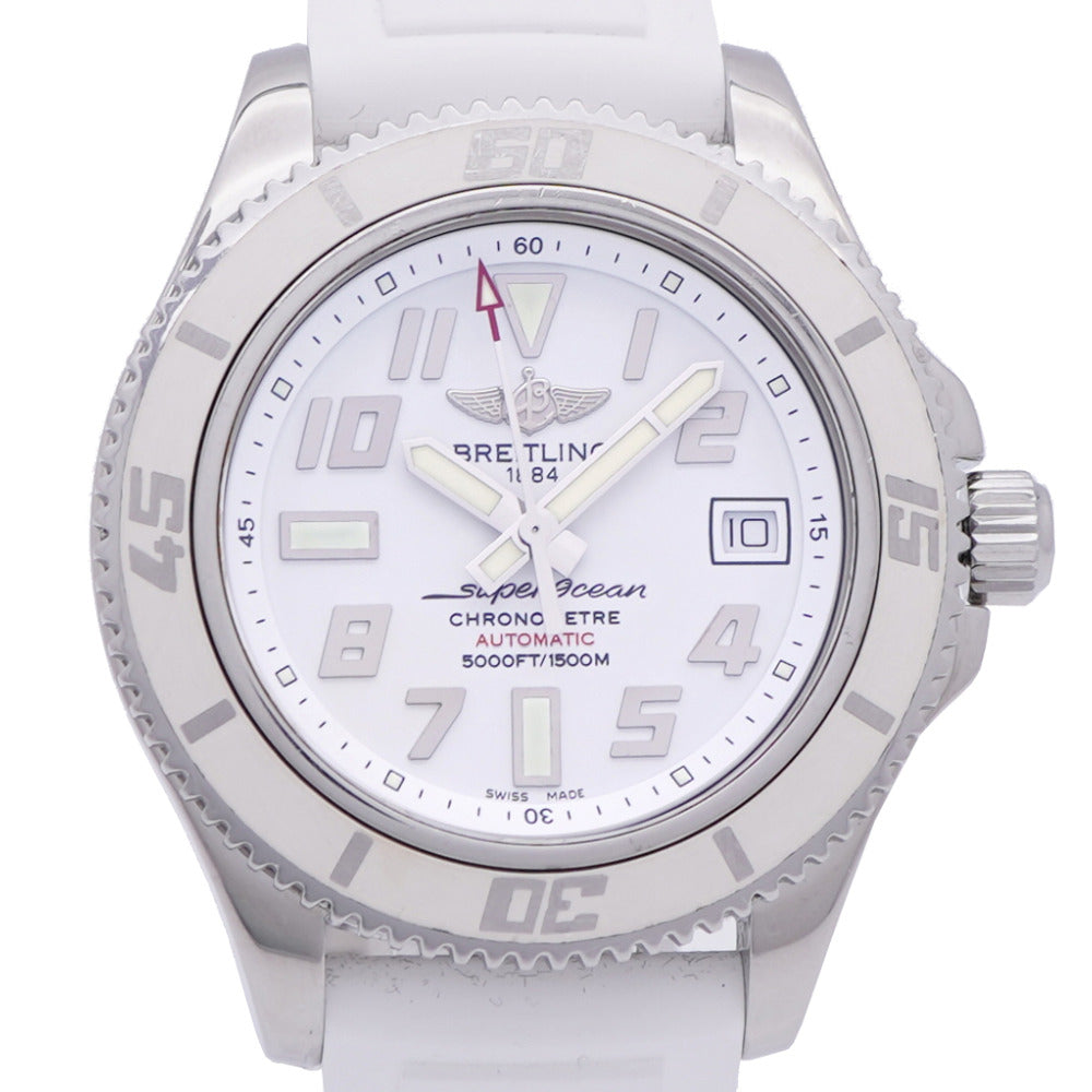 ブライトリング スーパーオーシャン42 A17364 自動巻き 腕時計 SS/ラバー ホワイト 0187【中古】BREITLING メンズ