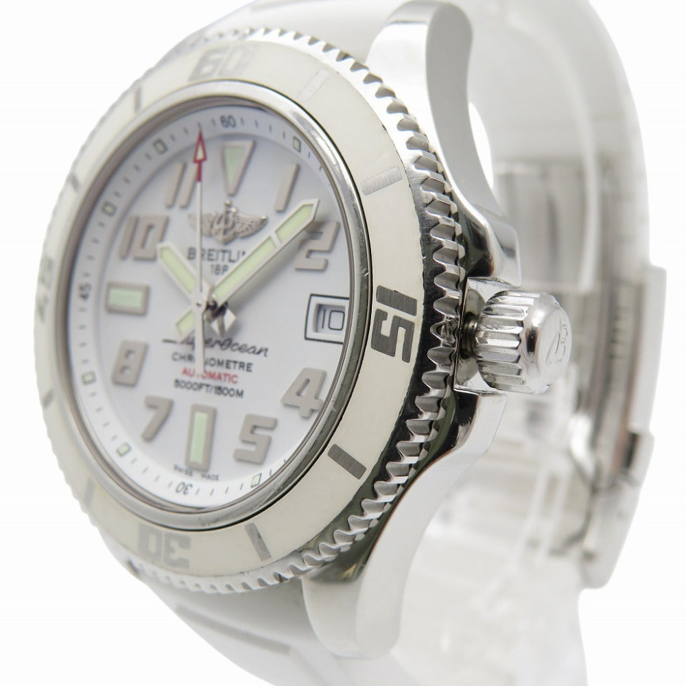 ブライトリング スーパーオーシャン42 A17364 自動巻き 腕時計 SS/ラバー ホワイト 0187【中古】BREITLING メンズ