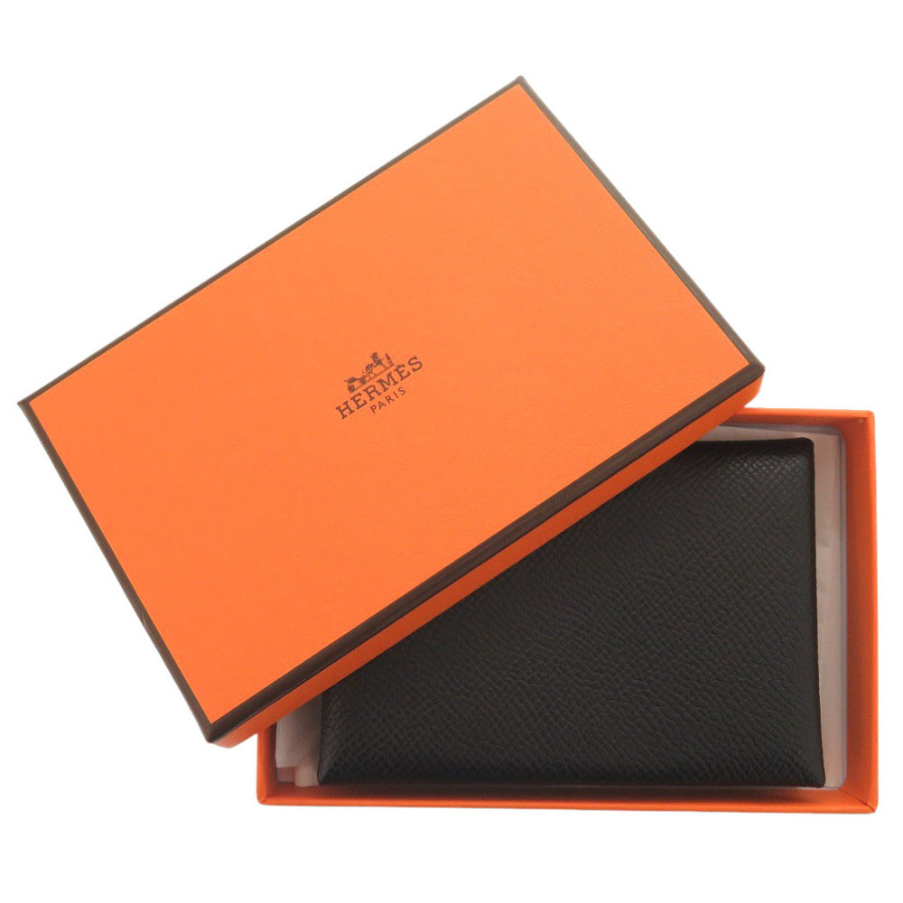 美品 エルメス カルヴィデュオ ヴォーエプソン ブラック シルバー金具 B刻印(2023年製) コインケース 財布 黒 0213【中古】HERMES