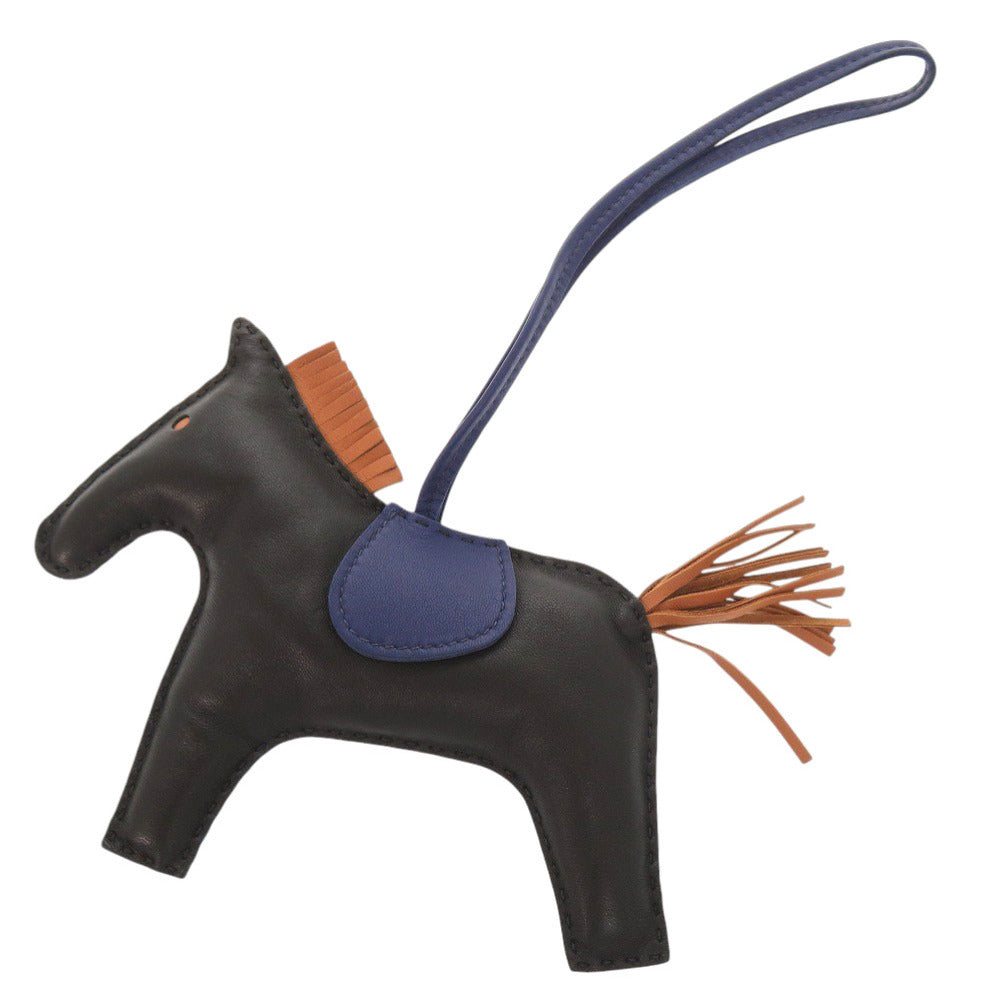 新品同様 エルメス ロデオGM アニョーミロ ブラック ゴールド ブルーサフィール D刻印(2019年製) バッグチャーム 0216【中古】HERMES