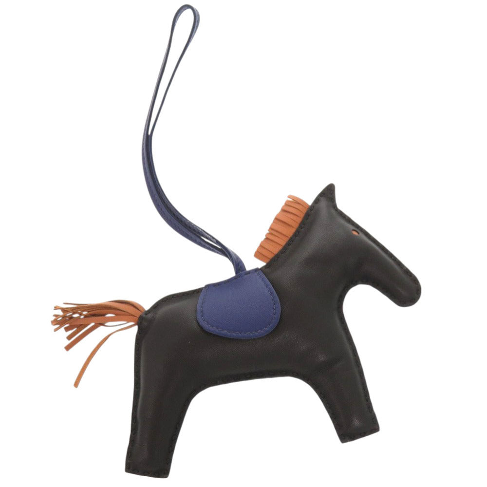 新品同様 エルメス ロデオGM アニョーミロ ブラック ゴールド ブルーサフィール D刻印(2019年製) バッグチャーム 0216【中古】HERMES