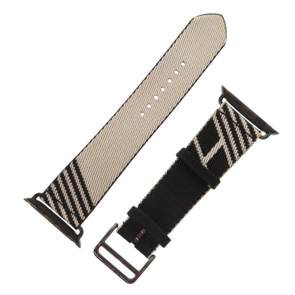 未使用品 エルメス シンプルトゥール ストラップ キャンバス ブラック ホワイト アップルウォッチ用 ベルト 0217【中古】HERMES メンズ