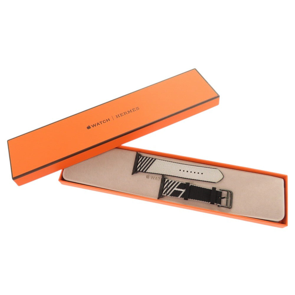 未使用品 エルメス シンプルトゥール ストラップ キャンバス ブラック ホワイト アップルウォッチ用 ベルト 0217【中古】HERMES メンズ
