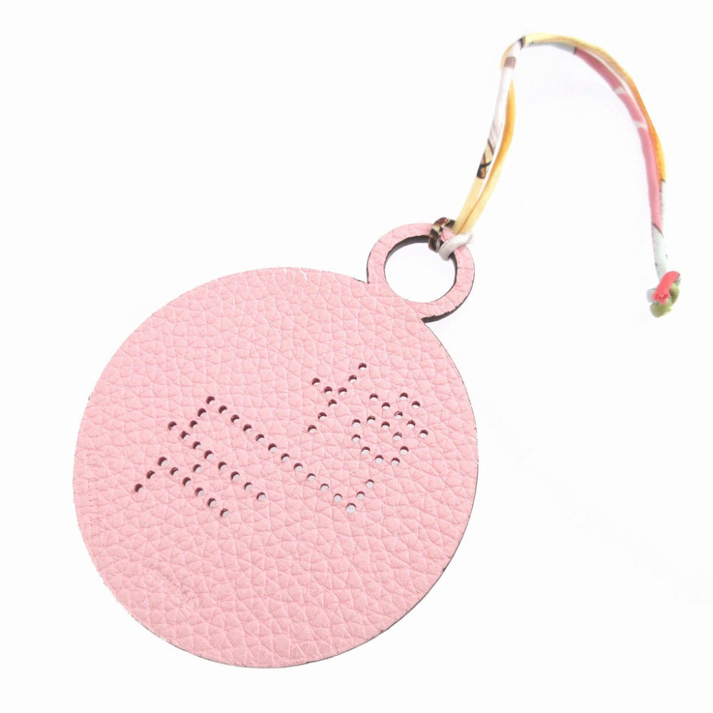 新品同様 エルメス プティアッシュ トリヨンクレマンス エプソン レッド 赤 ピンク ハングル ラウンド バッグチャーム キーホルダー 0221【中古】HERMES