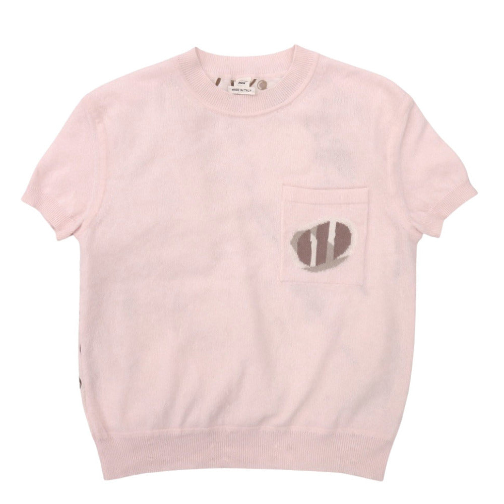 新品同様 エルメス ツイルレーヌ 3H2818D4 カシミヤ サイズ38 ピンク 半袖 ニット 0223【中古】HERMES