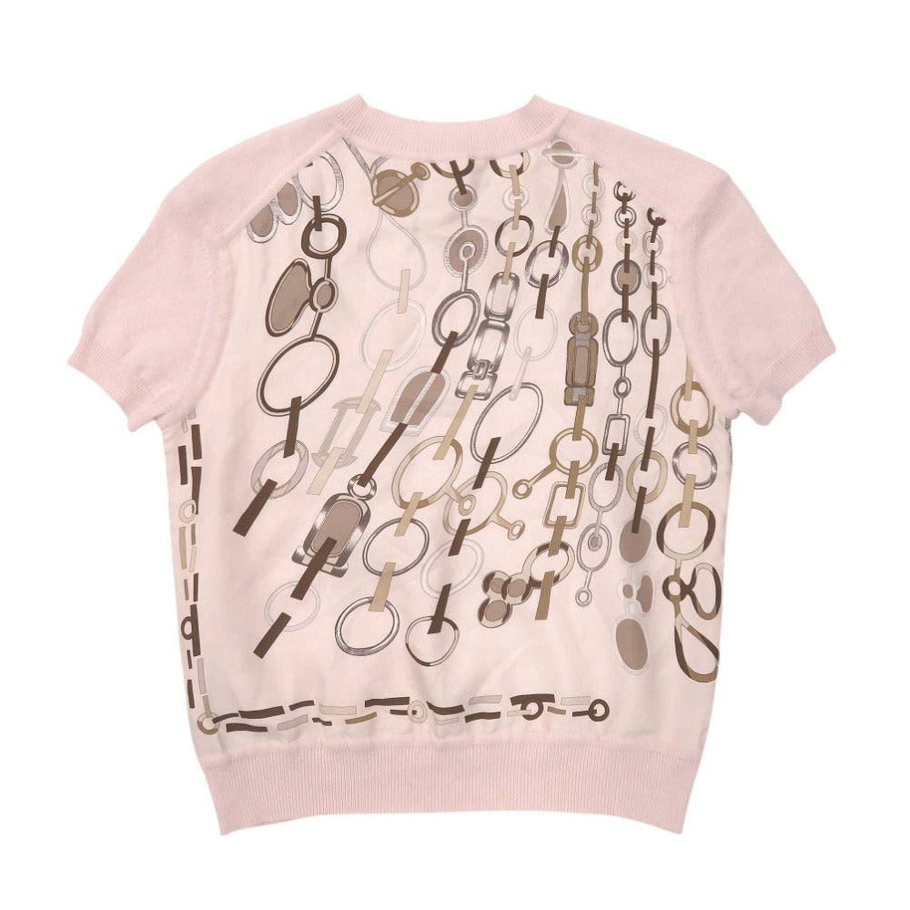 新品同様 エルメス ツイルレーヌ 3H2818D4 カシミヤ サイズ38 ピンク 半袖 ニット 0223【中古】HERMES