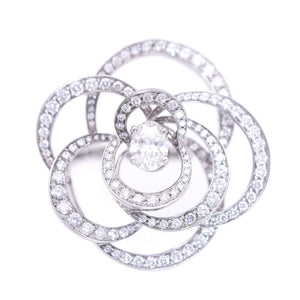 美品 シャネル カメリア オーバルダイヤ0.8ct / 140ダイヤモンド1.81ct ダイヤ ＃51 K18WG 750 ホワイトゴールド リング ジュエリー 指輪 0234【中古】CHANEL レディース
