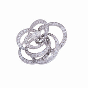 美品 シャネル カメリア オーバルダイヤ0.8ct / 140ダイヤモンド1.81ct ダイヤ ＃51 K18WG 750 ホワイトゴールド リング ジュエリー 指輪 0234【中古】CHANEL レディース