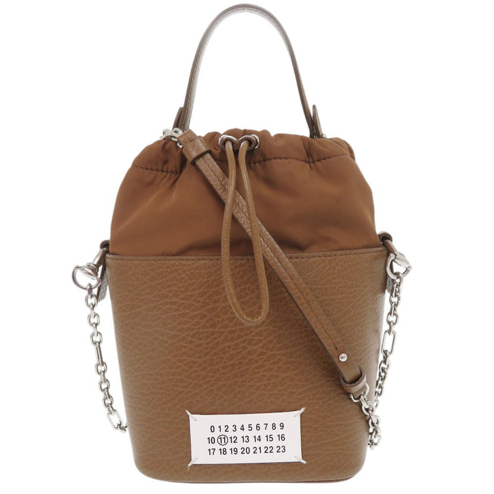 美品 メゾン マルジェラ 5AC バケットバッグ S61WG0035 P0396 レザー ダークブラウン チェーンショルダーバッグ 0258【中古】Maison Margiela