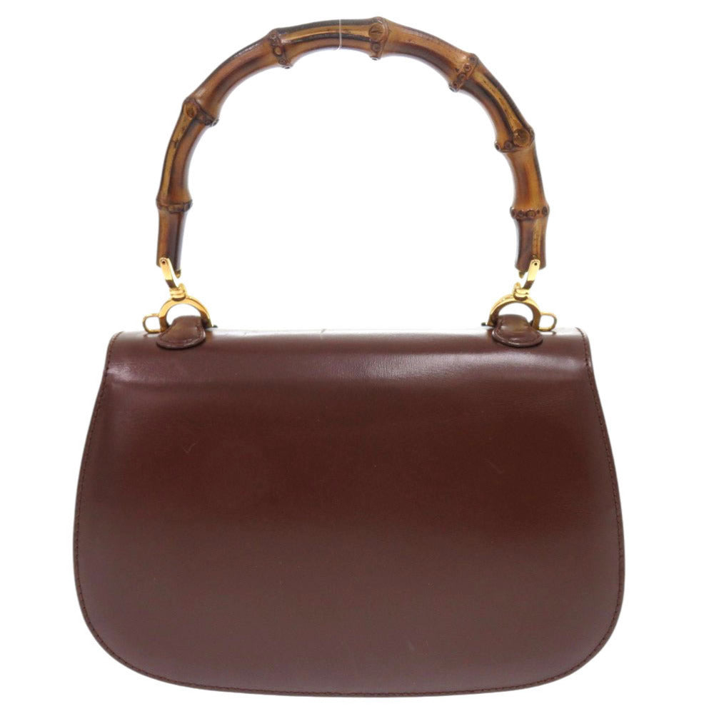 美品 グッチ バンブー 000 46 0188 レザー ダークブラウン 2WAY ハンドバッグ ショルダーバッグ 0274【中古】GUCCI