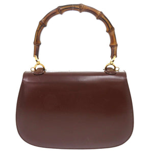 美品 グッチ バンブー 000 46 0188 レザー ダークブラウン 2WAY ハンドバッグ ショルダーバッグ 0274【中古】GUCCI