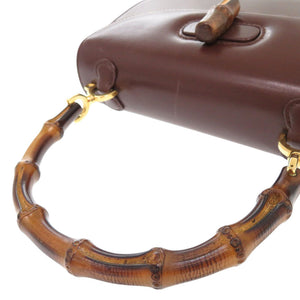 美品 グッチ バンブー 000 46 0188 レザー ダークブラウン 2WAY ハンドバッグ ショルダーバッグ 0274【中古】GUCCI