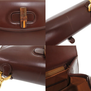 美品 グッチ バンブー 000 46 0188 レザー ダークブラウン 2WAY ハンドバッグ ショルダーバッグ 0274【中古】GUCCI